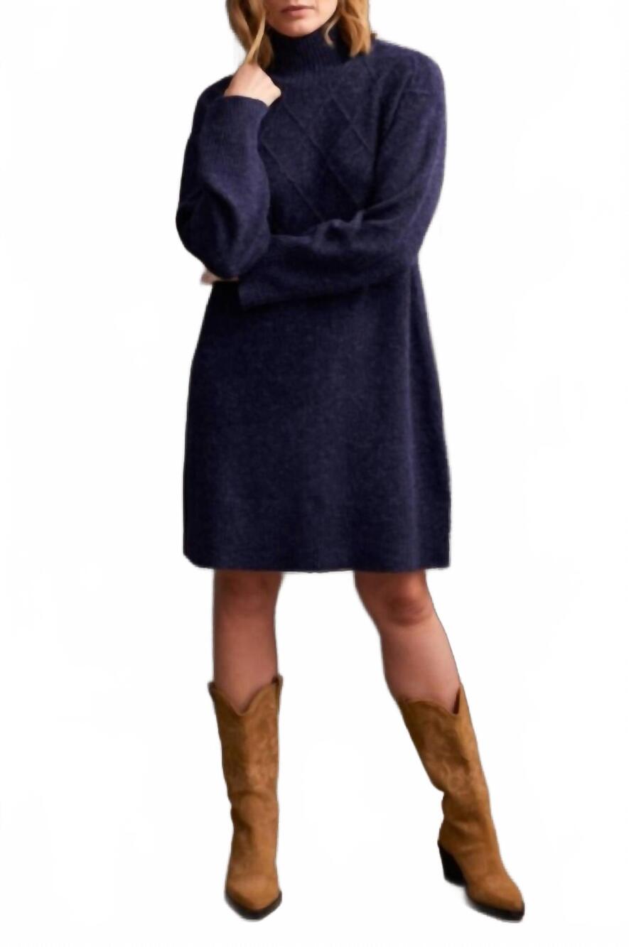 NEW TRIBAL diamond knitted sweater dress in sapphire